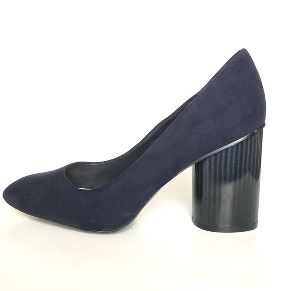 NINE WEST Navy Blue Faux Suede Camanda Heeled Pumps Heels Women’s Size 10 - Picture 5 of 12